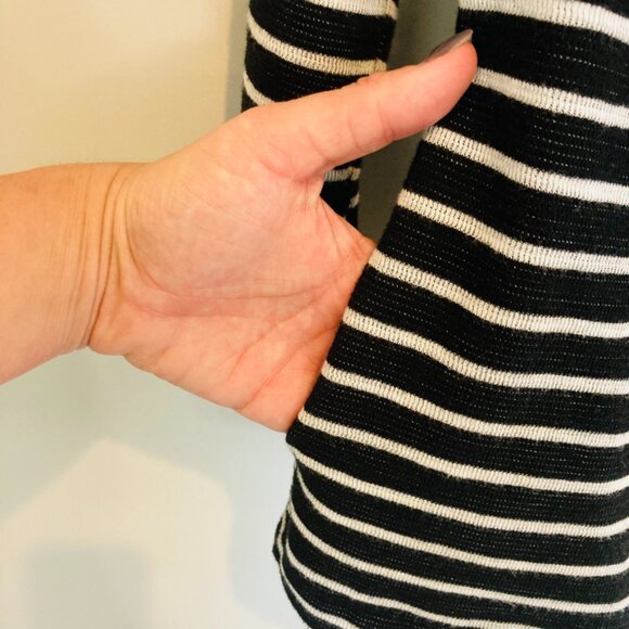 Maison Jules Sao Paulo Black White Stripe Stretch Blazer - Picture 3 of 5